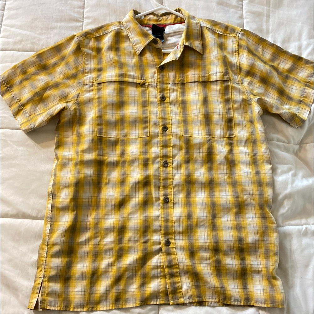 The North face Yellow Plaid Button Outdoor Shirt